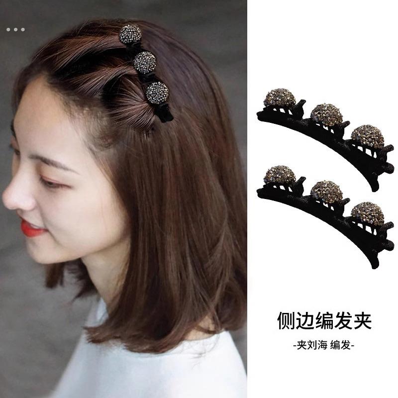 高级感懒人编发神器一字夹水钻浏海夹前额侧边卡鸭嘴夹发夹头饰