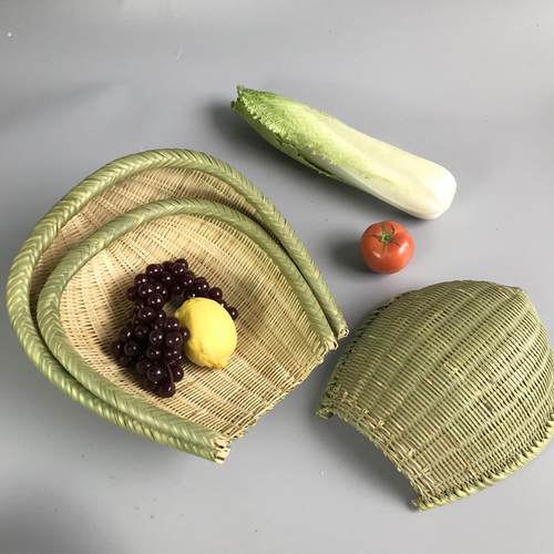 竹编制品 厨房洗菜沥水篮 精编筲箕竹篮收纳馒头筐摘菜篮开口簸箕