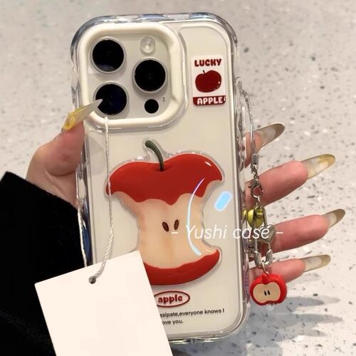 立体苹果雪梨核三合一炫彩适用苹果17/15iphone13/XR/华为手机壳