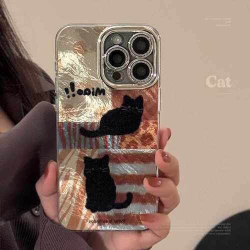 豹纹猫咪手机壳适用17苹果16pro max镜头膜iphone18防摔12复古15