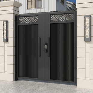 现代别墅门铁艺门镀锌庭院门院子大门花园双开门乡村不锈钢围墙门