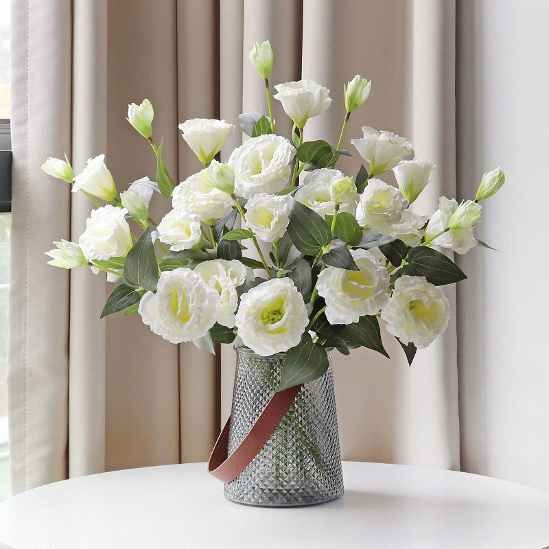 洋桔梗仿真花北欧创意餐桌插花客厅电视柜摆花花艺装饰塑料绢布花