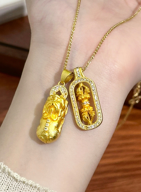 设计师款金刚杵葫芦吊坠项链女轻奢小众金色锁骨链