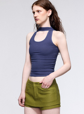 dat.明後日 交叉挂脖弹力修身环绕肩芭蕾风坦克背心