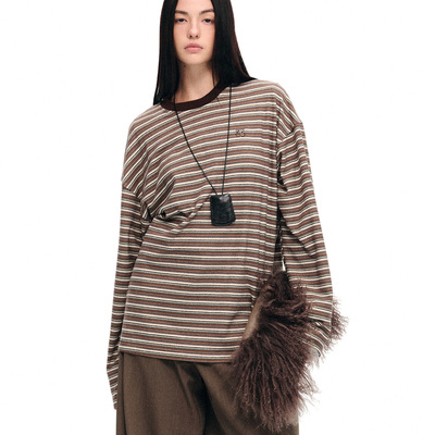 dat.软糯垂坠横条纹松弛罩衫T恤