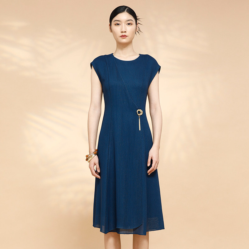 戴布拉芬新款夏季吊带连衣裙女装中长款圆领无袖内搭打底背心长裙