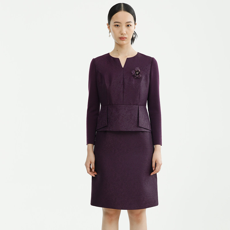 戴布拉芬新款冬季紫色假两件连衣裙女高级感小香风拼接修身中长裙,女装/女士精品,连衣裙,淘宝优惠券,粉丝福利购,淘宝优惠卷