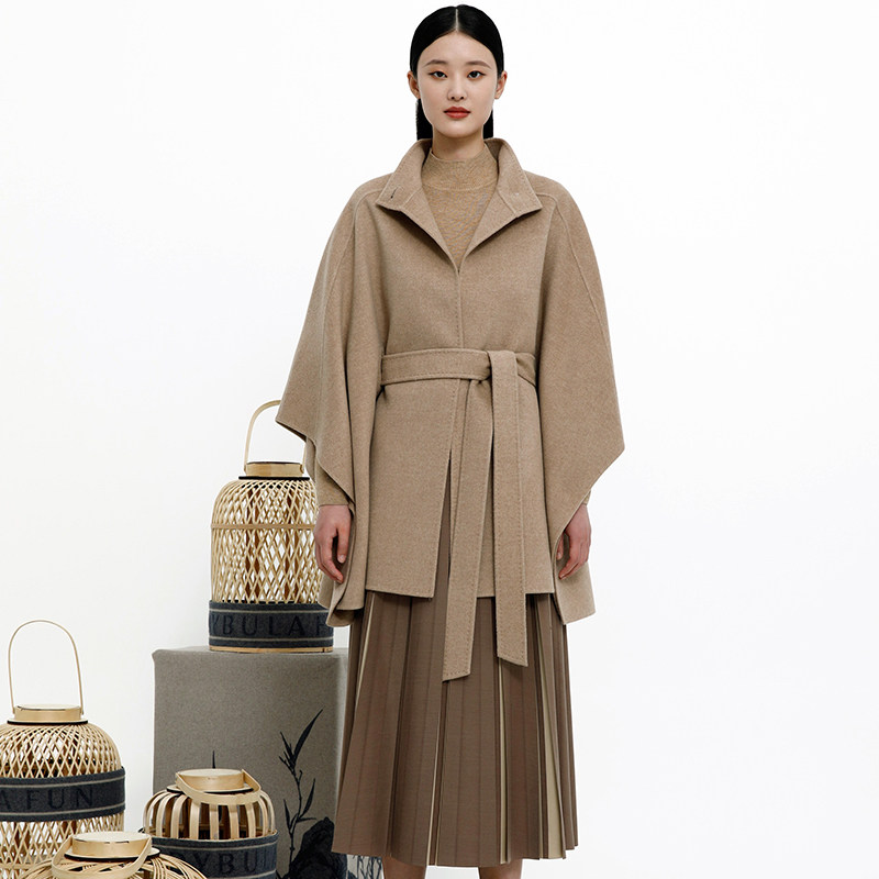 戴布拉芬新款冬季羊绒大衣女高端斗篷式韩版宽松小个子羊毛呢外套