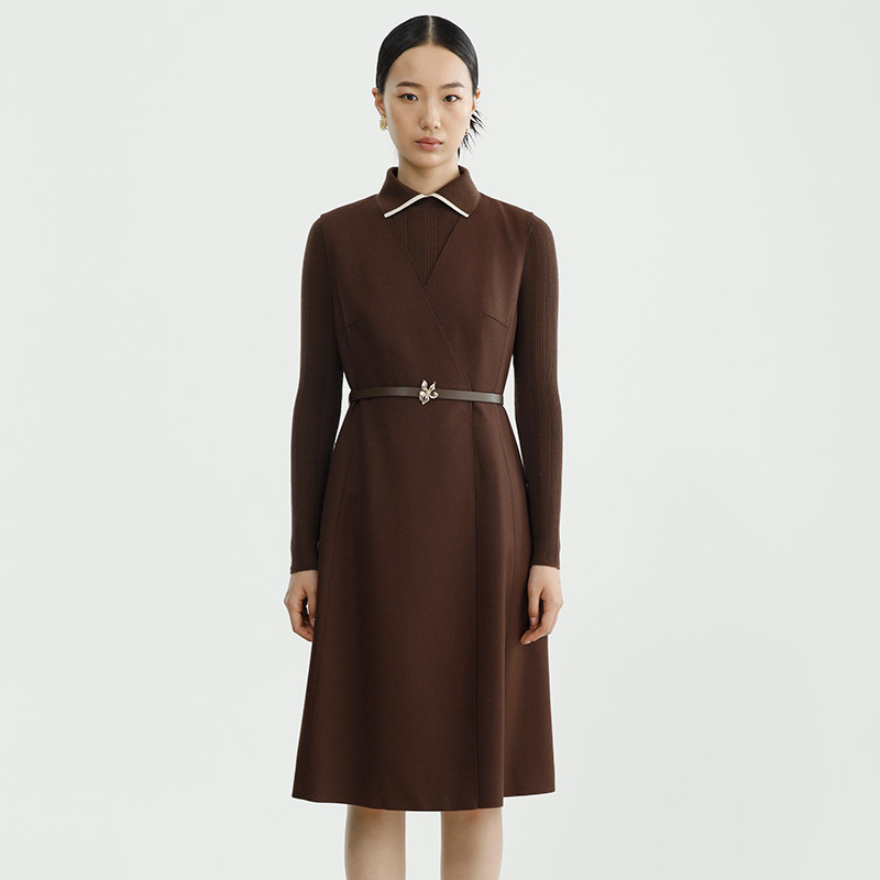 戴布拉芬新款冬季咖色无袖连衣裙女高级感时尚大气小众设计感裙子