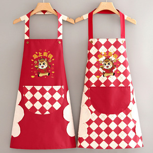 新年防水围裙女家用厨房防油做饭围腰定制印字卡通餐饮专用工作服