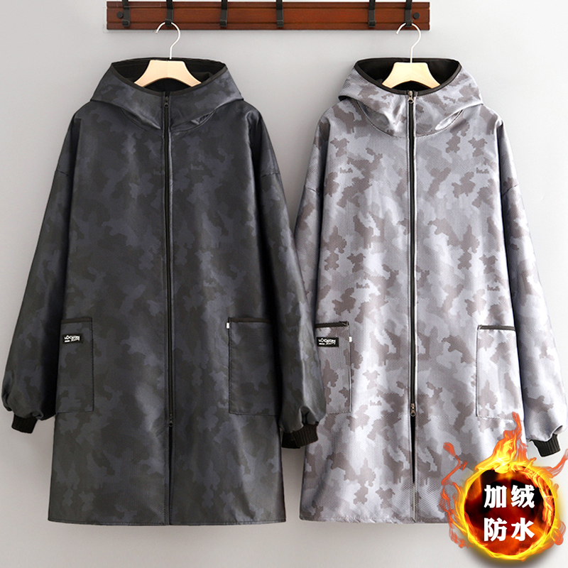 秋冬加大加绒长袖围裙厨房家用