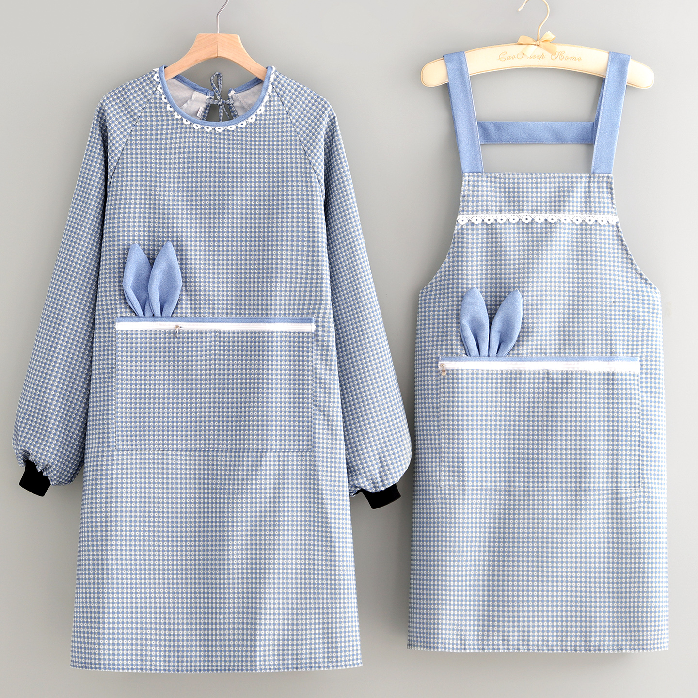 防污耐磨帆布罩衣小清新做饭围