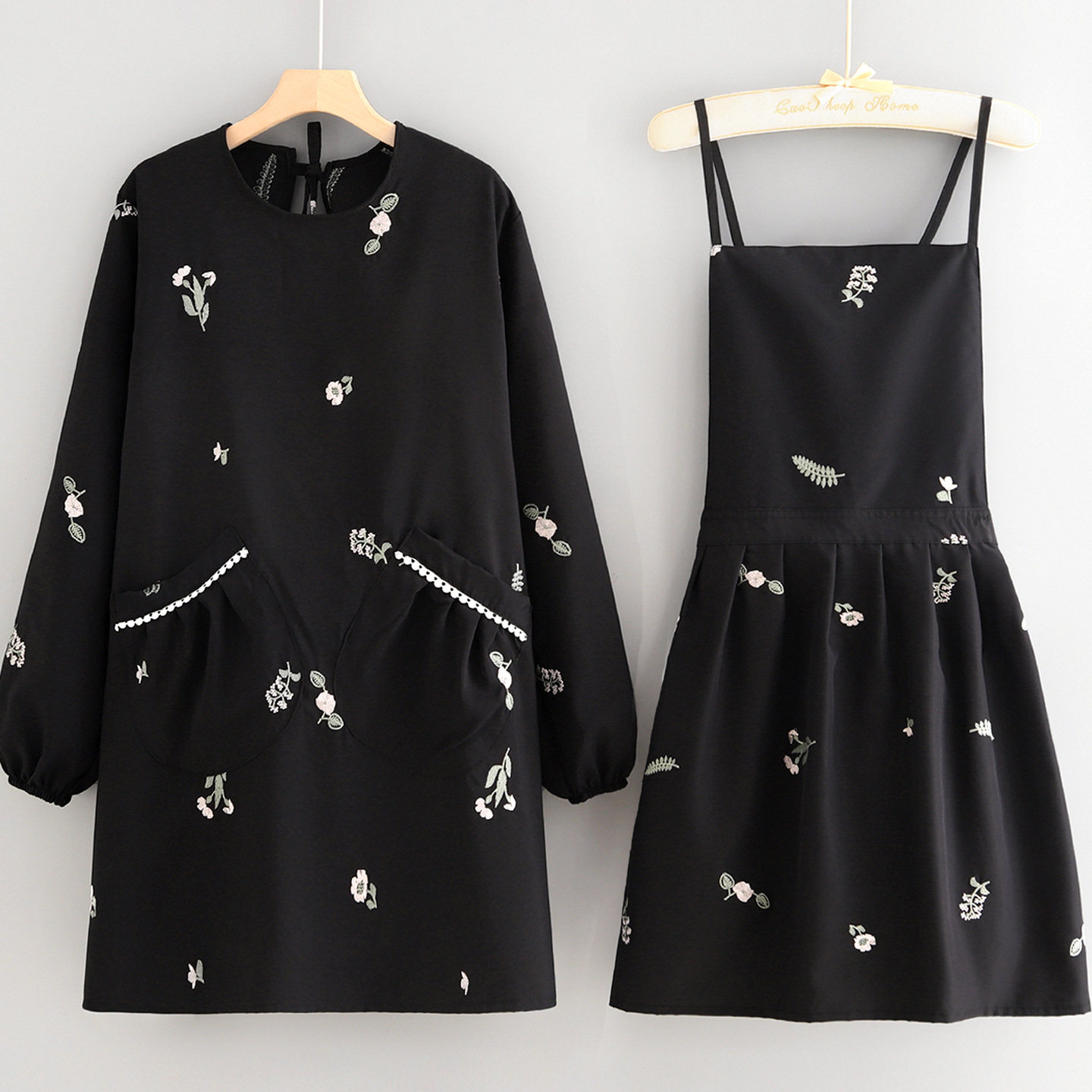 韩版刺绣围裙家用厨房防污透气