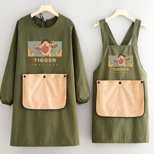 防泼水长袖围裙女家用厨房做饭