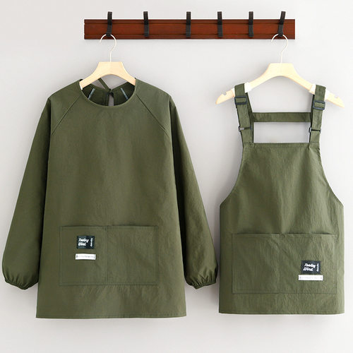 简约防泼水长袖围裙家用厨房成人