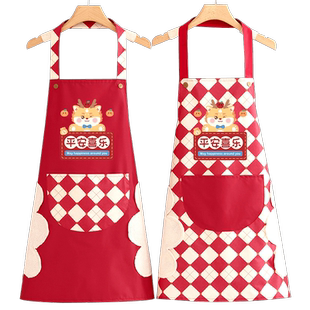 家用厨房做饭防水围裙新款卡通龙年围腰定制印字餐饮专用工作服女