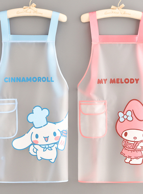 新款透明TPU防水防油围裙家用厨房做饭围腰餐饮专用免洗工作服女