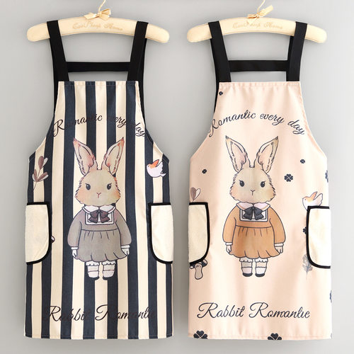 简约帆布围裙家用厨房防污耐磨