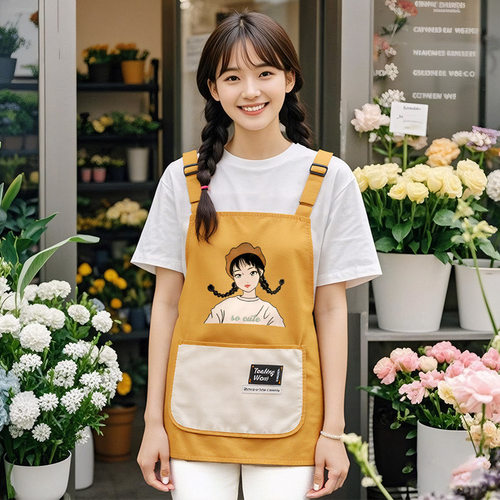 防泼水短款围裙家用厨房做饭围腰