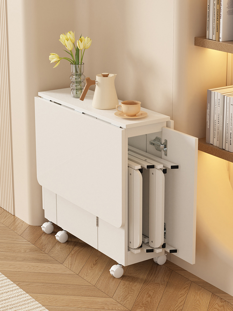 折叠餐桌岩板小户型家用简易移动饭桌厨房吃饭桌椅柜门可折叠桌子