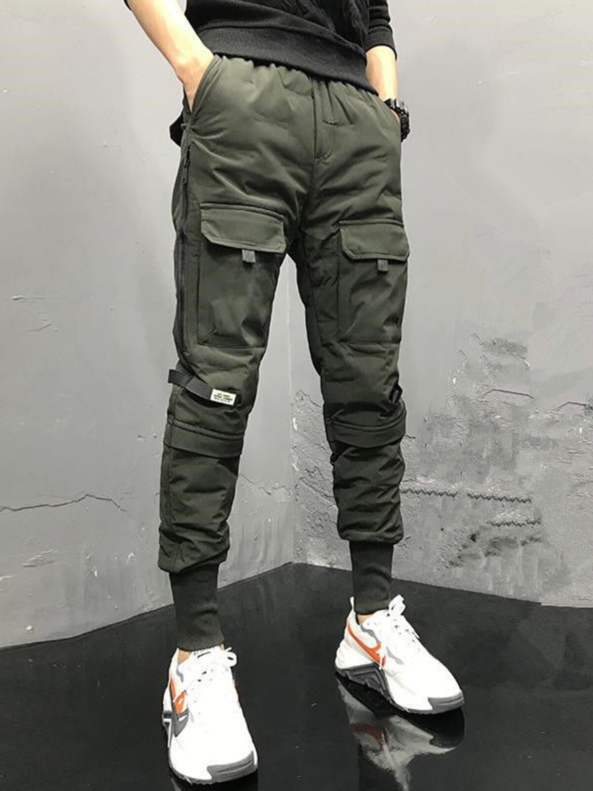 WORKWEAR DOWN PANTS MENS FASHION BRAND VERSATILE SLIM AND WARM CASUAL PANTS NEW WINTER YOUTH WEAR THICK LEGGINGS