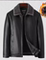 DAD: MIDDLE-AGED MENS LEATHER JACKET FLEECE THICKENED MENS CASUAL LEATHER JACKET LOOSE JACKET LAPELS ARE SIMPLE BUT NOT SIMPLE