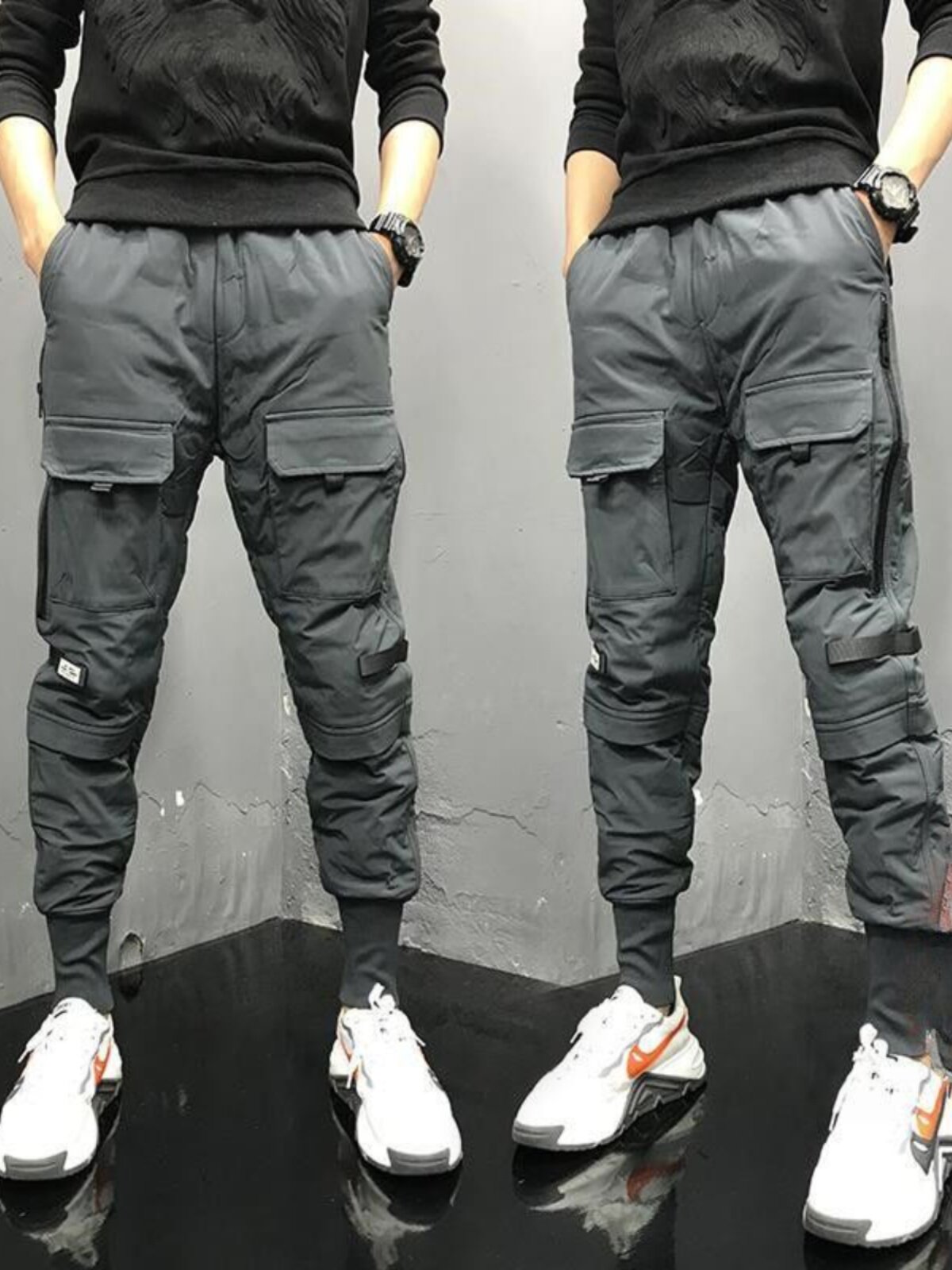 WORKWEAR DOWN PANTS MENS FASHION BRAND VERSATILE SLIM AND WARM CASUAL PANTS NEW WINTER YOUTH WEAR THICK LEGGINGS