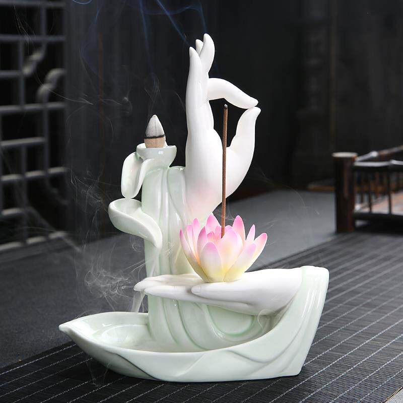 新款陶瓷倒流香炉佛手蚊香炉抖音