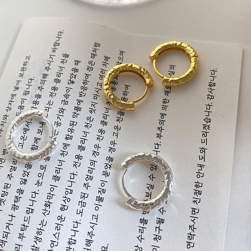 s925纯银耳扣熔岩纹理耳环小众圈