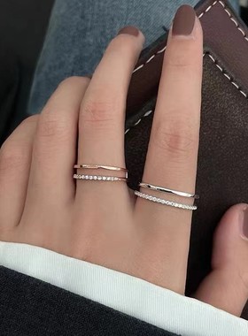 s925纯银戒指女冷淡风时尚个性爆款开口戒简约ins风指环