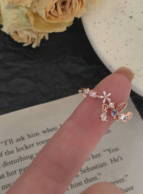 S925纯银花仙子戒指 新款花朵开口指环 时尚个性简约食指戒