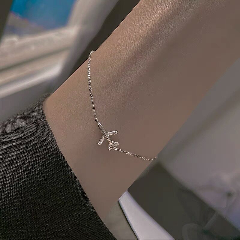 S999纯银韩版时尚小飞机手链女百