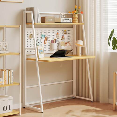 电脑桌可折叠书桌书架一体学生