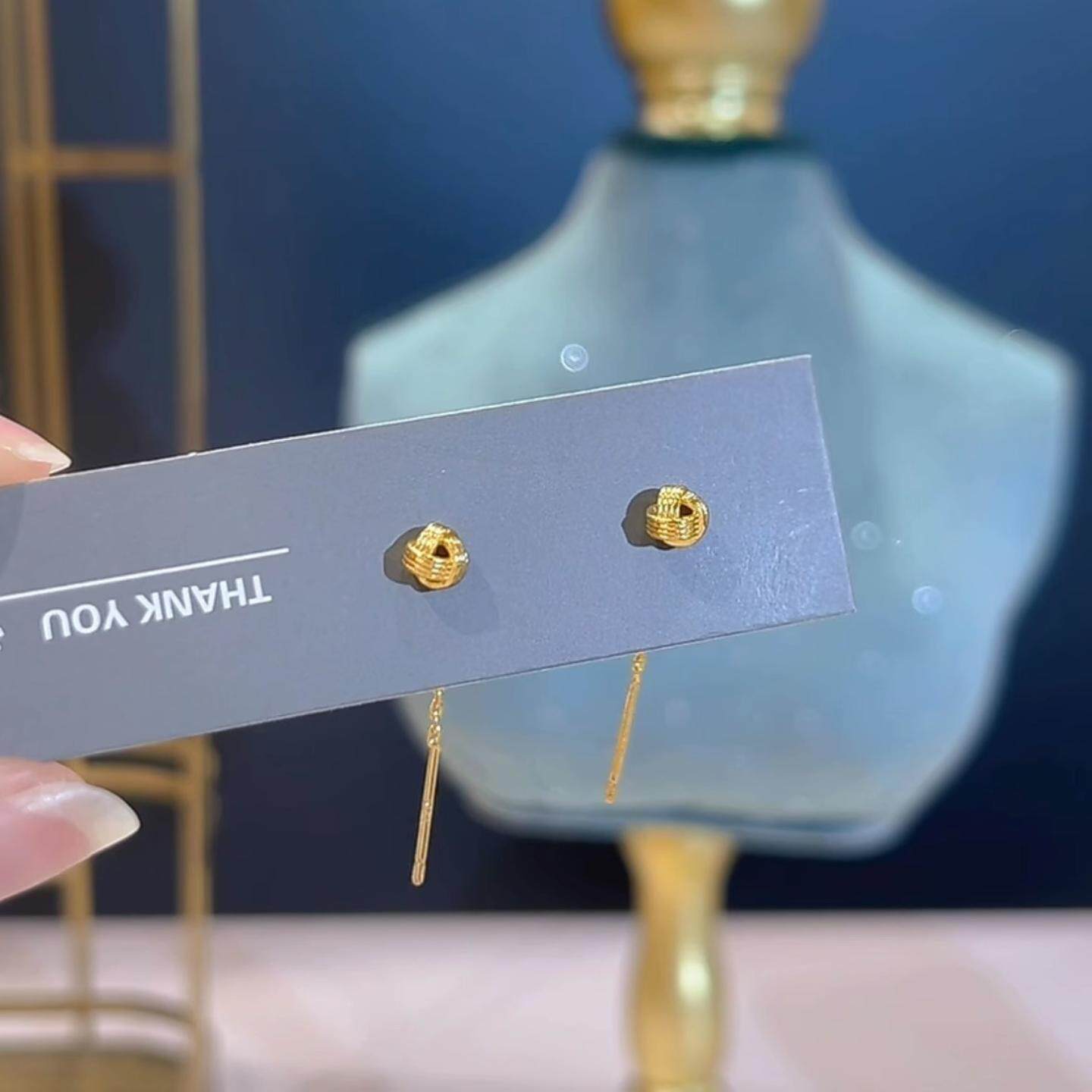 简约缠绕绳结耳线小众设计吉祥结