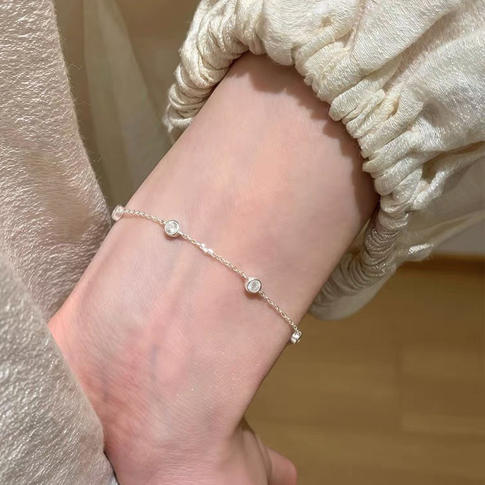 S925纯银韩版小众泡泡锆石手链女
