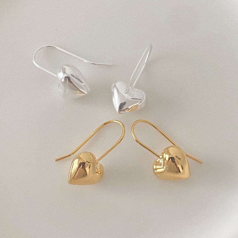 爱心耳环女s925纯银心型耳饰立体