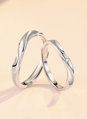 s999足银莫比乌斯环情侣戒指男女对戒ins小众设计情侣款简约指环