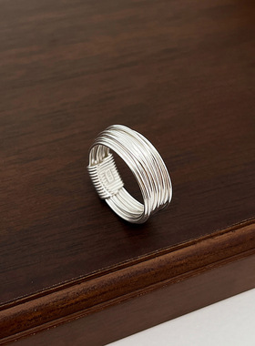 s925纯银缠绕细丝戒指精致小众设计高级感复古多层2023年新款指环