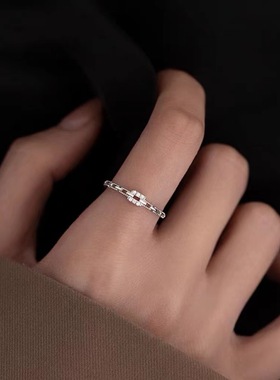 s925纯银链条戒指女2023年新款潮小众设计冷淡风指环轻奢潮食指戒