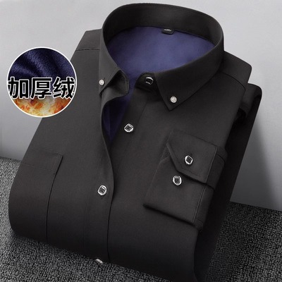 广东普宁衬衫钻扣保暖白衬衫男