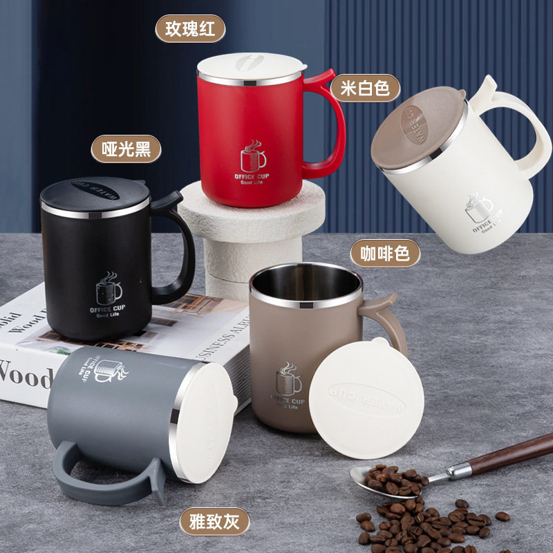 不锈钢马克杯带盖防尘双