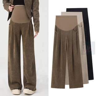 孕妇裤春秋2025新款孕晚期裤子秋冬款加绒外穿不勒肚子休闲阔腿裤