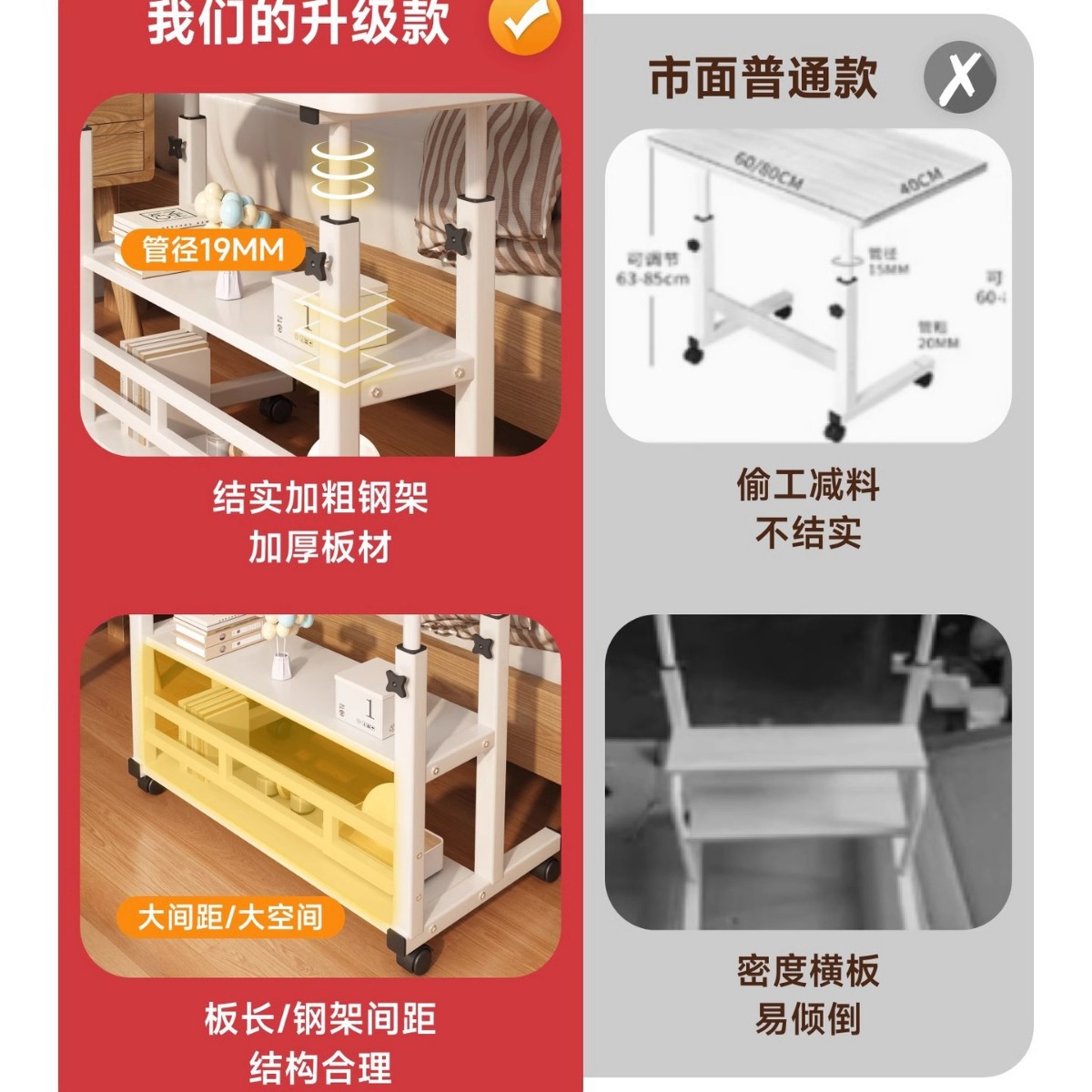 床边桌带轮子简约小卧室