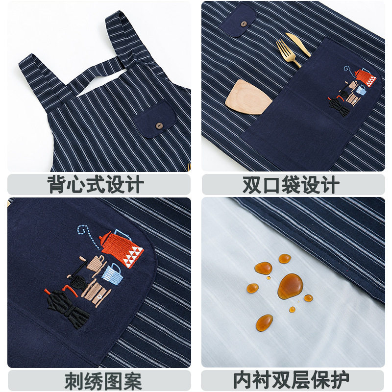 围裙花艺画画纯棉服务员