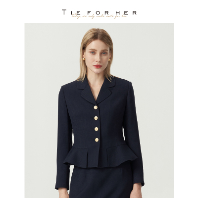 TieForHer 单排金属扣高级质感优雅精致通勤西装短外套女