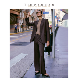 Yale星辉无领西装 TieForHer 女 直筒裤 通勤套装 新款 会员新享