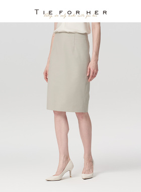 TieForHer York约克半裙 雾松燕麦高智感通勤半身裙一步裙女秋季