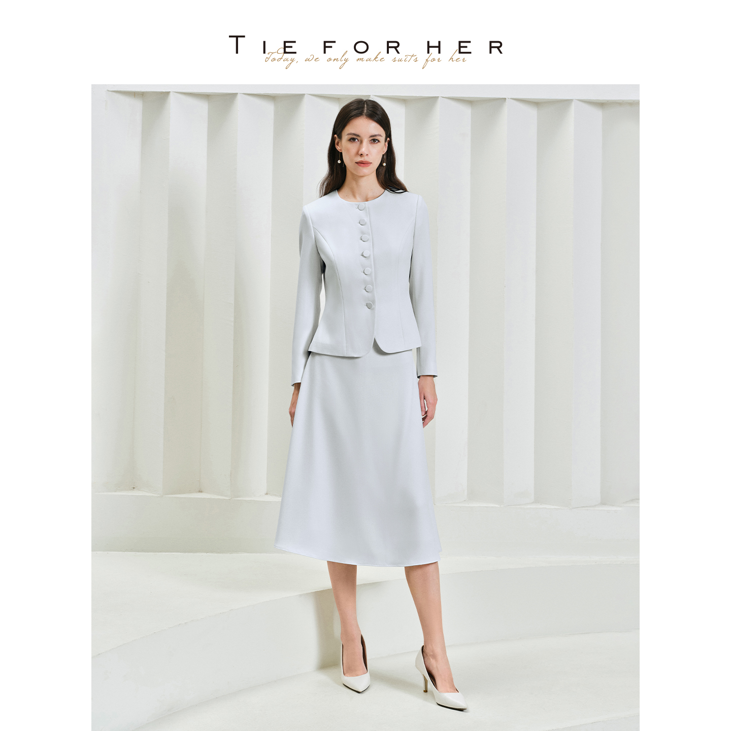 TieForHer Piana孟羽童同款西装外套女圆领单排扣千金风日常通勤