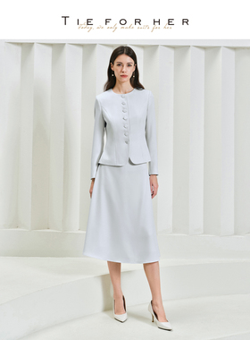 TieForHer Piana孟羽童同款西装外套女圆领单排扣千金风日常通勤