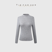 无缝一体针织衫 TieForHer 圆领长袖 绵羊毛冬早春百搭纯色毛衣
